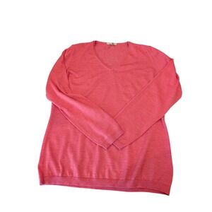Enzo Mantovani V-Neck Sweater Coral Extra Fine Merino Wool  Made in Italy XL